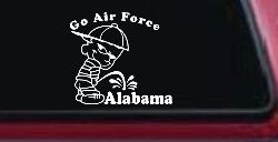 Go Air Force Pee On Alabama Car or Truck Window Decal Sticker