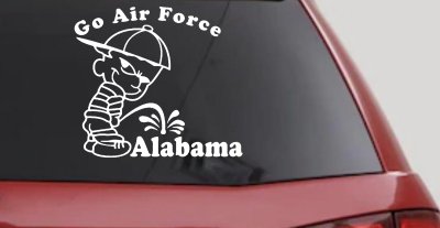Go Air Force Pee On Alabama Car or Truck Window Vinyl Decal Sticker