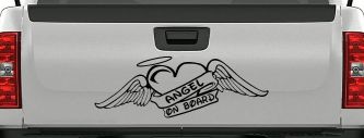 Angel On Board With Wings And Halo Christian Car or Truck Window Vinyl Decal Sticker (Black)