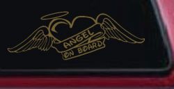 Angel On Board With Wings And Halo Christian Car or Truck Window Decal Sticker (Gold)