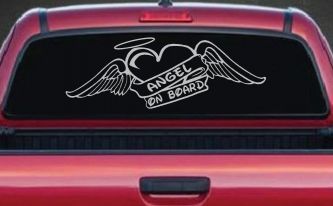 Angel On Board With Wings And Halo Christian Car or Truck Window Decal Sticker (Light Gray)