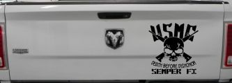 USMC Death Before Dishonor Semper Fi Military Car or Truck Window Decal Sticker (Black)
