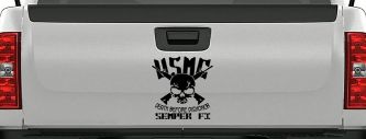 USMC Death Before Dishonor Semper Fi Military Car or Truck Window Decal Sticker (Black)