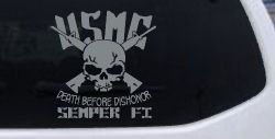 USMC Death Before Dishonor Semper Fi Military Car or Truck Window Decal Sticker (Telegrey)