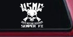 USMC Death Before Dishonor Semper Fi Military Car or Truck Window Decal Sticker