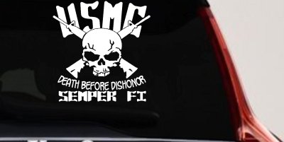 USMC Death Before Dishonor Semper Fi Military Car or Truck Window Vinyl Decal Sticker