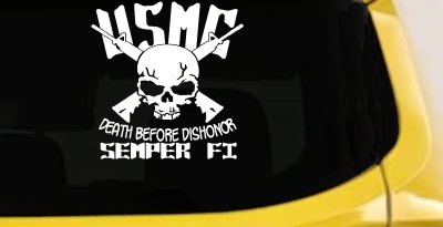 USMC Death Before Dishonor Semper Fi Military Car or Truck Window Vinyl Decal Sticker
