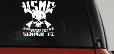 USMC Death Before Dishonor Semper Fi Military Car or Truck Window Vinyl Decal Sticker