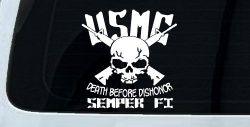 USMC Death Before Dishonor Semper Fi Military Car or Truck Window Decal Sticker