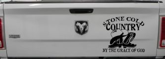 Stone Cold Country By The Grace Of God Car or Truck Window Decal Sticker (Black)