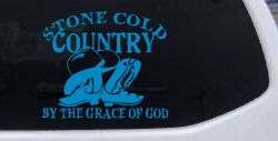 Stone Cold Country By The Grace Of God Car or Truck Window Vinyl Decal Sticker (Blue)