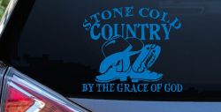Stone Cold Country By The Grace Of God Car or Truck Window Vinyl Decal Sticker (Sky Blue)