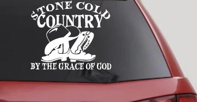 Stone Cold Country By The Grace Of God Car or Truck Window Vinyl Decal Sticker