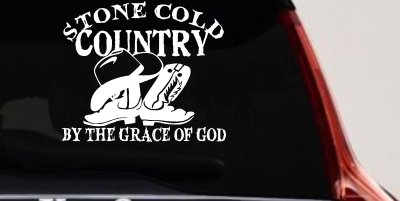 Stone Cold Country By The Grace Of God Car or Truck Window Vinyl Decal Sticker