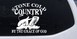 Stone Cold Country By The Grace Of God Car or Truck Window Decal Sticker