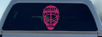 Hockey Freak Goalie Mask Sports Car or Truck Window Vinyl Decal Sticker (Hot Pink)