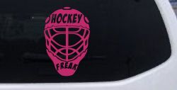 Hockey Freak Goalie Mask Sports Car or Truck Window Vinyl Decal Sticker (Hot Pink)