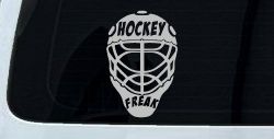 Hockey Freak Goalie Mask Sports Car or Truck Window Decal Sticker (Light Gray)