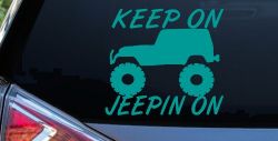 Keep On Jeepin On Off Road Car or Truck Window Decal Sticker (Turquoise)