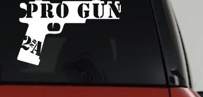 Pro Gun 2nd Amendment Hand Gun Car or Truck Window Vinyl Decal Sticker