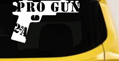 Pro Gun 2nd Amendment Hand Gun Car or Truck Window Vinyl Decal Sticker (White)