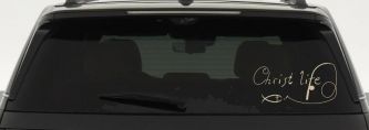 Christ Life Christian Fish Car or Truck Window Decal Sticker (Desert Sand)