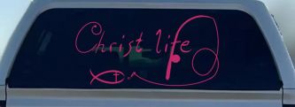 Christ Life Christian Fish Car or Truck Window Decal Sticker (Hot Pink)