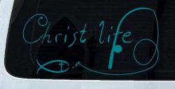 Christ Life Christian Fish Car or Truck Window Vinyl Decal Sticker (Turquoise Blue)