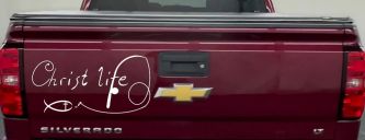 Christ Life Christian Fish Car or Truck Window Vinyl Decal Sticker (White)