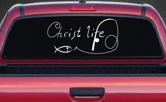 Christ Life Christian Fish Car or Truck Window Decal Sticker