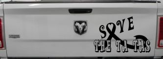 Save The Ta Tas Breast cancer ribbon Car or Truck Window Decal Sticker (Black)
