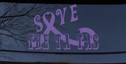 Save The Ta Tas Breast cancer ribbon Car or Truck Window Vinyl Decal Sticker (Purple)