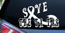 Save The Ta Tas Breast cancer ribbon Car or Truck Window Decal Sticker