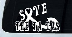 Save The Ta Tas Breast cancer ribbon Car or Truck Window Decal Sticker