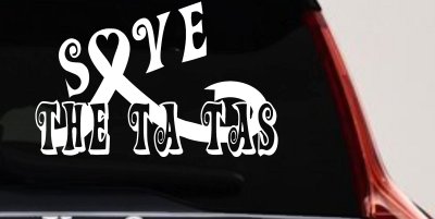 Save The Ta Tas Breast cancer ribbon Car or Truck Window Vinyl Decal Sticker