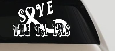 Save The Ta Tas Breast cancer ribbon Car or Truck Window Vinyl Decal Sticker