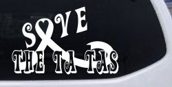 Save The Ta Tas Breast cancer ribbon Car or Truck Window Decal Sticker
