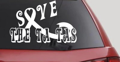 Save The Ta Tas Breast cancer ribbon Car or Truck Window Vinyl Decal Sticker