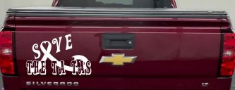 Save The Ta Tas Breast cancer ribbon Car or Truck Window Decal Sticker (White)