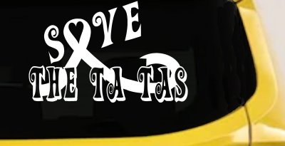 Save The Ta Tas Breast cancer ribbon Car or Truck Window Vinyl Decal Sticker