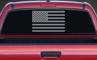 American US Flag Military Car or Truck Window Decal Sticker (Telegrey)