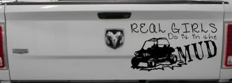 Real Girls Do It In The Mud UTV Off Road Car or Truck Window Decal Sticker (Black)
