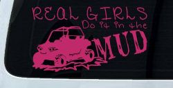 Real Girls Do It In The Mud UTV Off Road Car or Truck Window Vinyl Decal Sticker (Hot Pink)