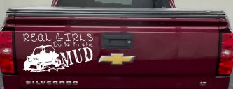 Real Girls Do It In The Mud UTV Off Road Car or Truck Window Decal Sticker (White)