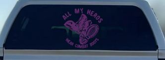 All My Heros Wear Combat Boots Military Car or Truck Window Decal Sticker (Violet)