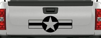 Army Star And Bars Military Car or Truck Window Decal Sticker (Black)