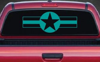 Army Star And Bars Military Car or Truck Window Decal Sticker (Turquoise)