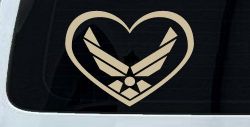 Air Force Inside Heart Military Car or Truck Window Vinyl Decal Sticker (Desert Sand)