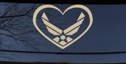 Air Force Inside Heart Military Car or Truck Window Decal Sticker (Desert Sand)