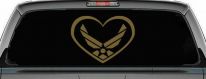 Air Force Inside Heart Military Car or Truck Window Decal Sticker (Gold)
